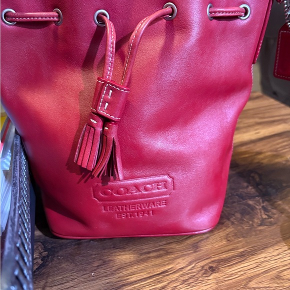 Coach Cherry Red Leather Shoulder Bag - Picture 1 of 1